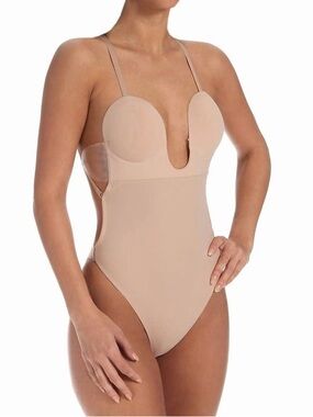 Fashion Forms Women's U Plunge Backless Strapless Bodysuit Nude Size M (S)